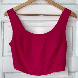 MIDNIGHT SKY LINEN BLEND PINK CROP TOP